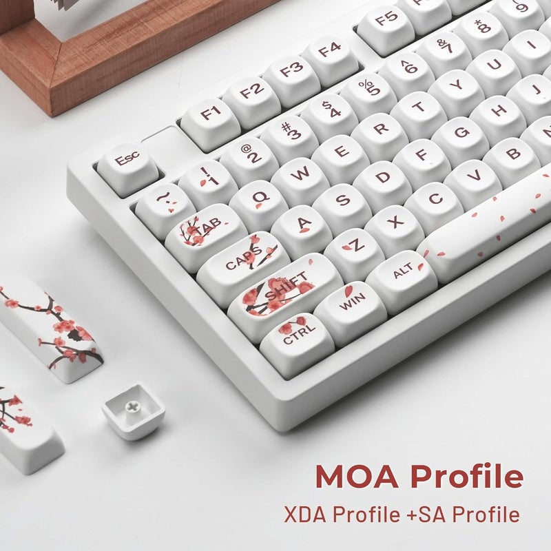OHY XVX MOA Profile Cherry Blossom PBT Keycaps, 140-Key Dye-Sub Keycaps for ANSI/ISO Layout (Compatible with Cherry MX Switches & GK61/68/87/96/104/108, Includes 6.25u Spacebar) - Image 4